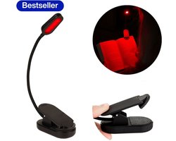Alinastore Roodlicht Leeslampje - Stimuleert Melatonine en Bioritme voor Betere Slaap - Klemlamp voor in Bed - Leeslampje voor Boek - Rood Licht Lamp