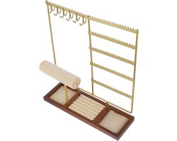 Alipis Jewelry Organizer Standard 6 Layers Earrings Holder Organizer Necklace Rack Storage for Bracelets Home Decoration Gold