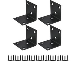 Alise 4 Stks Plank Beugel Rvs Beugels Zware Hoek Brace Ondersteuning Bevestiging Wandophanging,J45X48B-4P Zwarte Afwerking