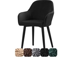 Alishomtll Stretch fluwelen stoelhoezen, 1-delige set, universele stoelhoes met armleuningen, afneembaar, wasbaar, eetkamerstoelen, overtrek voor keuken, eetkamer, banket, bruiloft, feest (zwart, 1