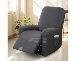 All-inclusive fauteuilhoes set voor relaxstoelen en eenzitters, stretch stoelbekleding met zakken en anti-slip design