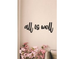 All Is Well muurdecoratie - Wanddecoratie - Zwart - Houten art - Muurdecoratie - Line art - Wall art - Bohemian - Wandborden - kerst - kerstcadeau - wandecoratie woonkamer - kerstgeschenk