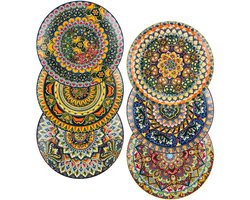 All4You - Bordenset met 6 grote ronde borden in Boheemse stijl, 25,4 cm, ontbijtborden, dessertborden met patroon