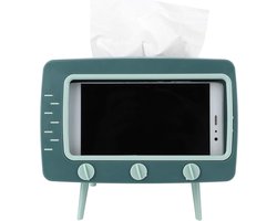 All4You - Desktop organizer en mobiele telefoon houder met retro design voor opbergen van papier en accessoires - Huishoudelijke opbergdoos met tissue dispenser