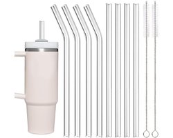 All4You - Herbruikbare - Glazen Rietjes - 31 cm - Stanley Adventure Quencher - 40 oz - 8 stuks - Reinigingsborstels - Transparant - Set van 8 - Geschikt voor Beker