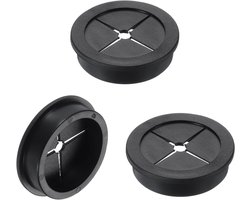 All4You - Kabeldoorvoer- bureaudoorvoer - kabelorganizer - flexibele rubberen ring - draadgatafdekking - kantoor en computertafel - zwart, 3 stuks, 45 mm, geschikt voor bureau.