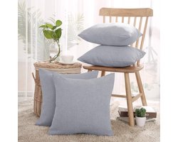 All4You - Kussenhoes met Verborgen Rits, 45x45 cm, Set van 4, Linnen-look, Aluminiumkleurig, Vierkante Kussenhoezen voor Slaapkamer, Woonkamer, Terras