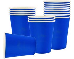 All4You - Set van 16 koningsblauwe papieren bekers voor warme en koude dranken - Effen kleuren - Geschikt voor kinderen en volwassenen - Ideaal voor verjaardagen, barbecues, picknicks en bruiloften