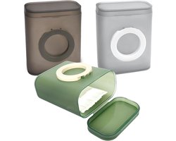 All4You - Set van 3 Draagbare Katoenen Wattenstaafje Tandzijde Dispenser met Deksel en Telefoonhouder - Transparante Floss Box voor Badkamer Opslag