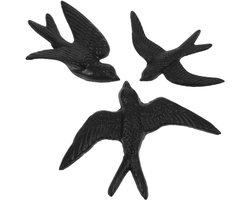 All4You - Wanddecoratie - Zwaluw Sculptuur - Gietijzer - Buiten - Vogeldecoratie - Wandsculptuur - Gietijzer - Hangend - Muurdecoratie - 3D - Decoratief - Geschikt voor Binnen en Buiten - Zwart