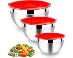 Allecta - 3-delige mengkom set in rood - keukenaccessoires, bakken, koken