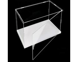 Allecta - Clear Acryl Display Case voor Stofbescherming - Eenvoudig te Openen - Witte Basis - 45x20x30cm