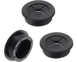 Allecta - Flexibele kabeldoorvoer set voor bureau en computertafel in zwart, 3 stuks met 1 1/4 inch (32 mm) rubberen ring. Optimaliseer jouw kabelorganisatie!