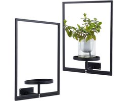 Allecta - Fotolijst Muur Plant Houder Zwart Metalen Venster Plant Planken - Plantenbakken voor Kamerplanten - Wandgemonteerde Planten Houder - Modern Home Decor - Woonkamer Accessoires.