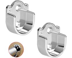 Allecta - Garderobe Kast Staaf Beugel 2 stuks - Zinklegering - Douchegordijn Staaf Ondersteuningen - Pole End Sockets - Flens Houder - Dia 19mm.