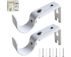 Allecta - Gordijnroedehouders van metaal, 2 stuks voor verstelbare gordijnroedes, huis en kantoor