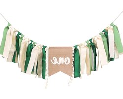 Allecta - Groene decoratie voor 1e verjaardag kinderstoel, set van 1 banners voor jongens en meisjes - Babyshower feest versiering met foto rekwisieten