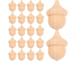 Allecta- houten eikels - kunsthandwerk - doe-het-zelf - onafgewerkte ballen - bruiloftsfeest - ornamenten - decoraties - hout - 30 stuks - natuurlijk houtwerk - ambachtelijke houten accenten - DIY - ongeschilderde houten items voor feestdecoratie.
