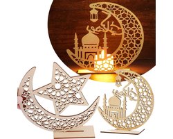 Allecta - Houten tafeldecoratie voor Ramadan en Eid - Islamitische ornamenten - DIY feestartikelen