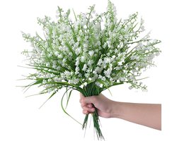 Allecta - Kunstbloemen Lelietje-van-dalen voor buiten, wit, weerbestendig - 12 stuks, decoratie voor hangen, vazen, bruiloft