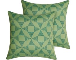 Allecta - Kussenhoezen voor woonkamer met nestdesignpatroon - Set van 2 - Groen - Boho-sierkussens - 40 x 40 cm