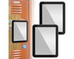 Allecta - Magnetische spiegel voor kasten - 13x18 cm - Make-upspiegel - Rechthoekig - Zwarte magneten - Set van 2