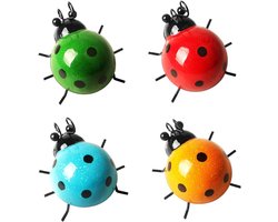 Allecta - Metalen lieveheersbeestje decoratie voor tuin en woondecoratie - set van 4 stuks