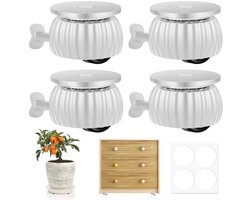 Allecta - Mini Meubelwielen voor Kasten en Keukenapparaten - Zelfklevend en Met Rem - Set van 4 Stuks - Wit