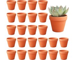 Allecta - Mini Terra Cotta Potten voor Succulenten en Cactussen - Set van 24 Kleine Aardewerk Bloempotten met Drainagegaten - Geschikt voor Ambachtelijke Kweek - 3,5x3 cm