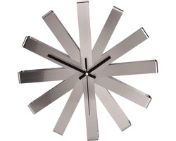 Allecta - Moderne wandklok van roestvrij staal voor slaapkamer en woonkamer met stille werking