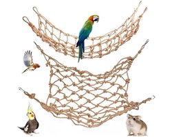 Allecta - Natuurlijke vogel touw net papegaai schommel hangmat - Activiteit speelgoed voor vogels - Papegaai ladder ara opknoping hangmat - Ratten parkiet valkparkiet kaketoe Conure Afrikaanse grijze