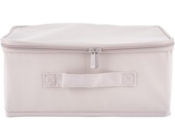 Allecta - Paarse stoffen opbergdoos met afsluitbaar deksel voor medicijnen, kleding en speelgoed - 30 x 20 x 14 cm