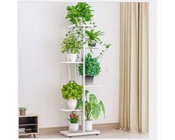 Allecta - Plantenbak Display Plank voor Buiten, Tuin Balkon Organisator met 6 Tiers, Metalen Plant Standaard