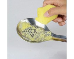 Allecta - Premium roestvrijstalen rasp lepel voor gember, knoflook, parmezaanse kaas - handige keukentool voor het raspen van citroen, kurkuma en kruiden