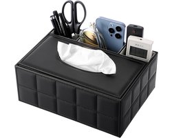 Allecta - Rechthoekige Tissue Box met Afstandsbediening Opberghouder - Zwart - Kantoor Organiser.