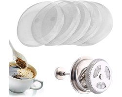 Allecta - Reservefilter, zeef, herbruikbare koffiefilter voor French Press koffiepers - 304 roestvrij staal - set van 5 - koffiemaker accessoires