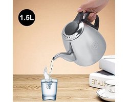 Allecta - Roestvrijstalen theepot 1,5 liter - Snelle verwarming - Kookplaat theekan - Koffiepot - Waterkoker - Grote theepot met handvat.