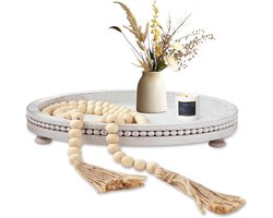 Allecta - Rond houten dienblad - decoratie - woondecoratie - wit - keuken - woonkamer - eettafel - geschikt voor alle interieurstijlen