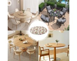 Allecta - Rond Tafelkleed 110 cm voor Buiten met Elastiek - Weerbestendig en Transparant - Tafelbescherming voor Tuintafel - Plastic Folie met Druiven en Wijnmotief