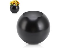 Allecta - Ronde vaas voor woondecoratie, roestvrij stalen bloemenvaas, klein ornament voor woonkamer en kantoor, tafeldecoratie (zwart)