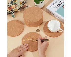 Allecta - Set van 12 kurken onderzetters Ø15,3 cm - Absorberende kurkmat voor planten en dranken - Voor eettafel, bureau en DIY - Duurzame ronde onderleggers