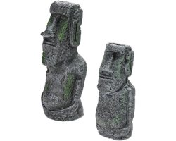 Allecta - Set van 2 antieke standbeelden - paaseiland stijl - aquarium decoratie - woonkamer accessoire