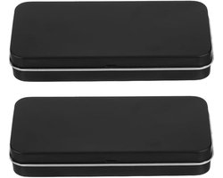 Allecta - Set van 2 metalen draagbare opbergdozen met deksel en ketting