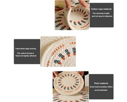 Allecta - Set van 2 Ontbijtplankjes van Boheems Katoen voor Eettafel, Bar en Woonkamer - Ronde Placemats voor Tafelbescherming en Isolatie - Woondecoratie met Bohemian Design.