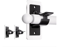 Allecta - Set van 2 zelfklevende gordijnroedes voor woonkamer, zonder boren, verstelbaar zwart.