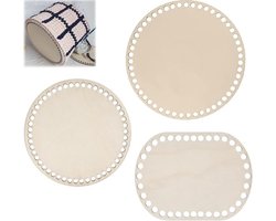 Allecta - Set van 3 natuurlijke houten mandbodems voor manden DIY - Woondecoratie & knutselprojecten