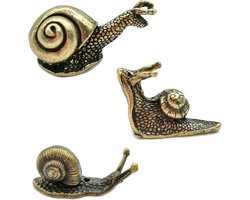 Allecta - Set van 3 tuin slak ornamenten voor buiten en binnen - Decoratieve metalen sculpturen voor balkon, gazon en terras met retro design - Creatieve mini sculptuur dieren voor de tuin - Decoratieve slakken beeldjes - Vintage stijl decoratie.