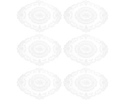 Allecta - Set van 6 ovale retro kanten onderzetters - Geborduurde placemats voor thuis en bruiloft - Frans design - Zuiver wit.