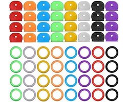 Allecta - Set van 64 rubberen sleuteldoppen voor sleutelidentificatie - Sleutelmarkering - Sleutelringen - 8 kleuren