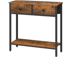 Allecta - Smalle consoletafel met 2 laden en opbergruimte, industrieel design, geschikt voor kleine ruimtes en woonkamers in bruin en zwart - gangtafel.